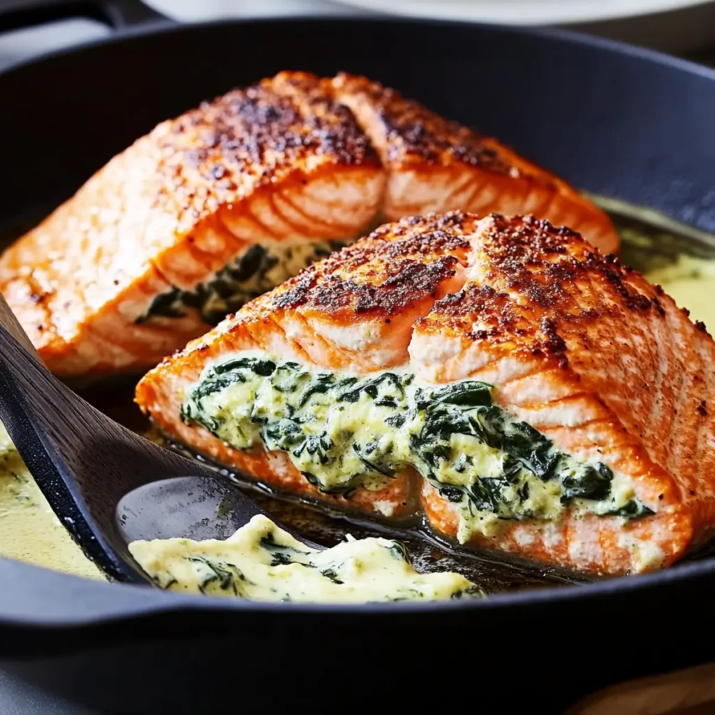 Creamy Spinach Stuffed Salmon