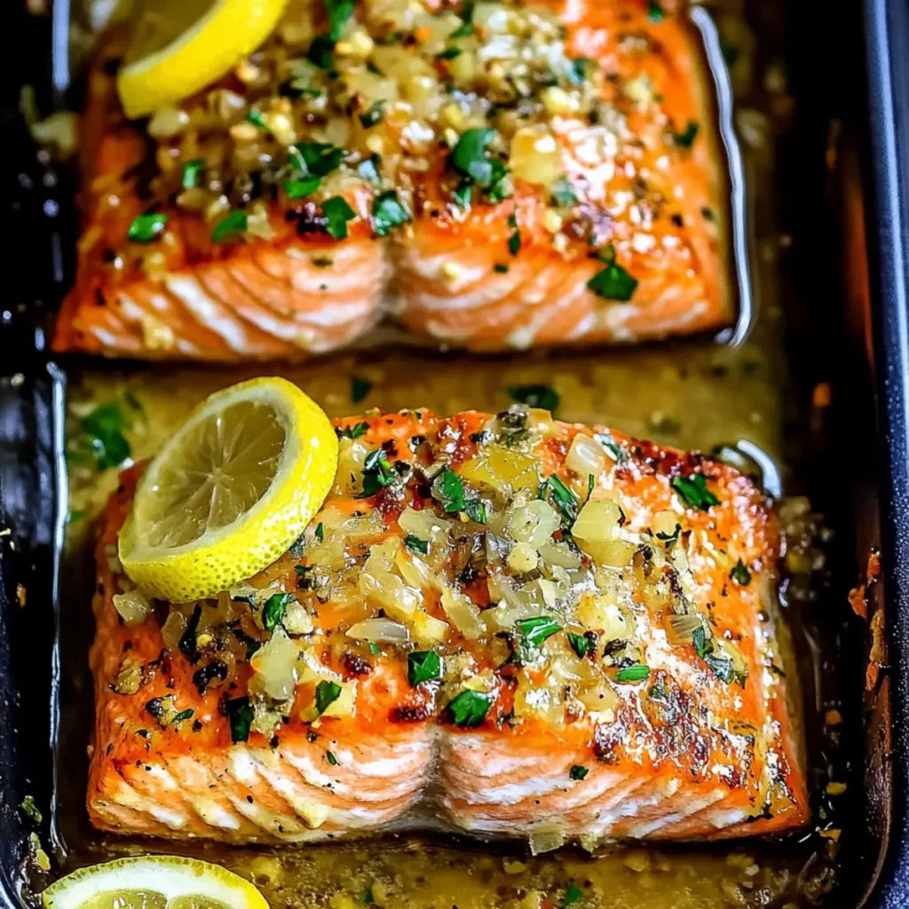 Delicious Garlic Butter Baked Salmon with Honey and Lemon