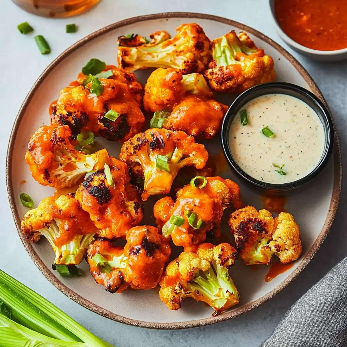 Savory Air Fryer Cauliflower Wings with Buffalo Sauce Recipe