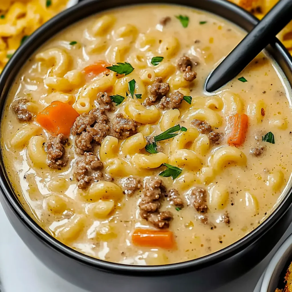 Delicious One-Pot Creamy Cheeseburger Macaroni Soup