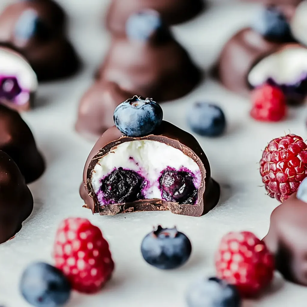 Delicious Blueberry Yogurt Bites Coated in Chocolate Recipe