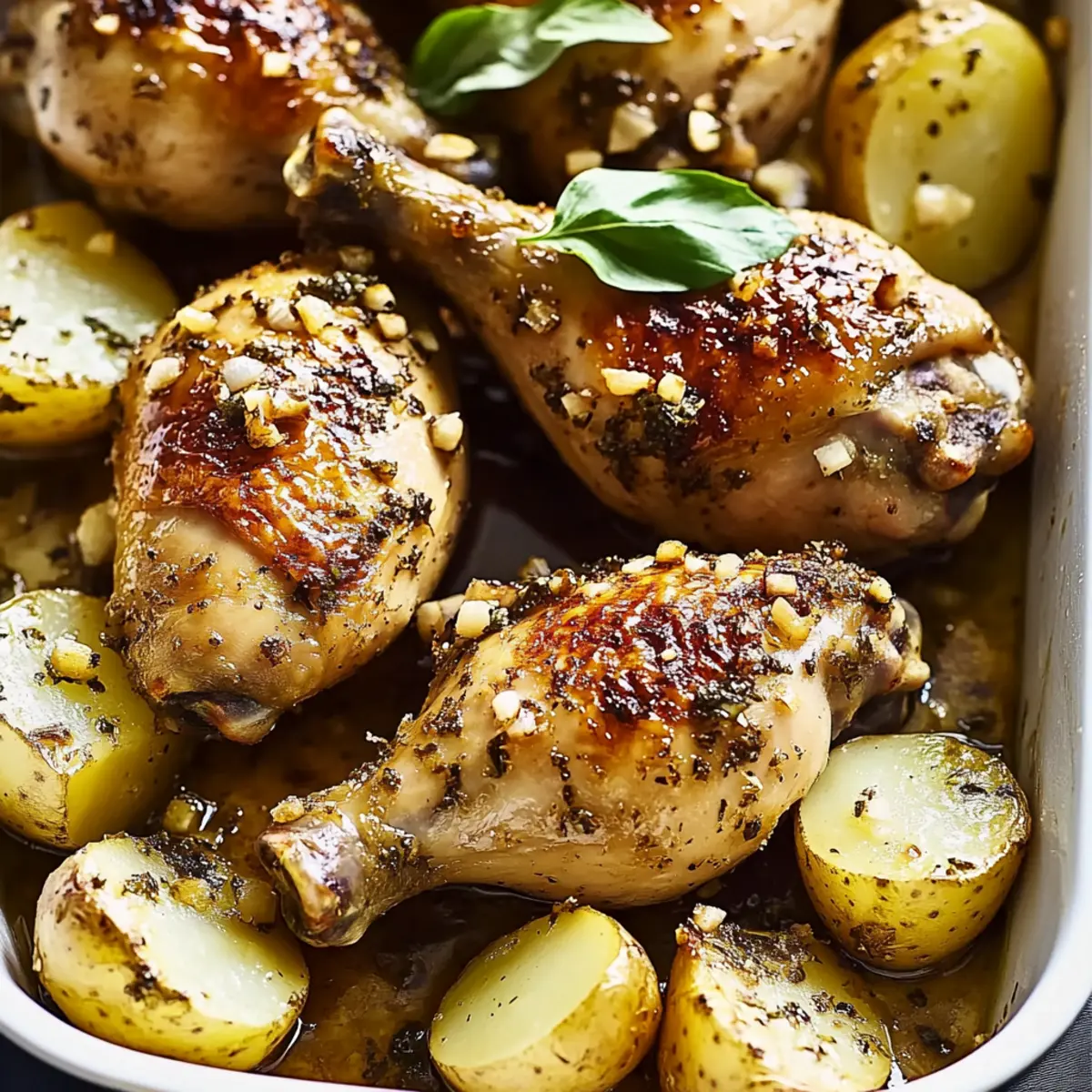Garlic Parmesan Chicken Drumsticks & Potatoes Baked to Perfection