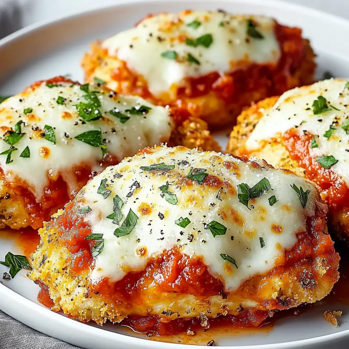 Crispy Air Fryer Chicken Parmesan with Marinara and Mozzarella