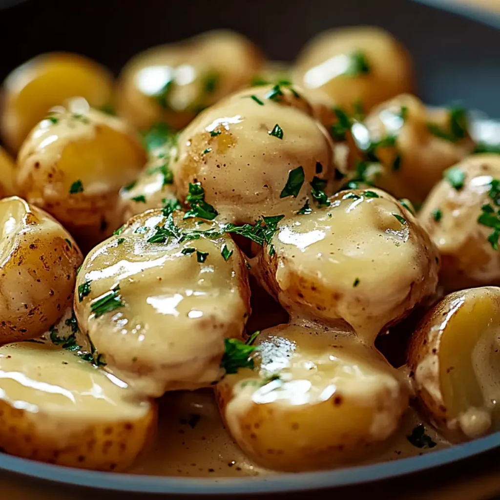 Creamy Garlic Sauce Baby Potatoes
