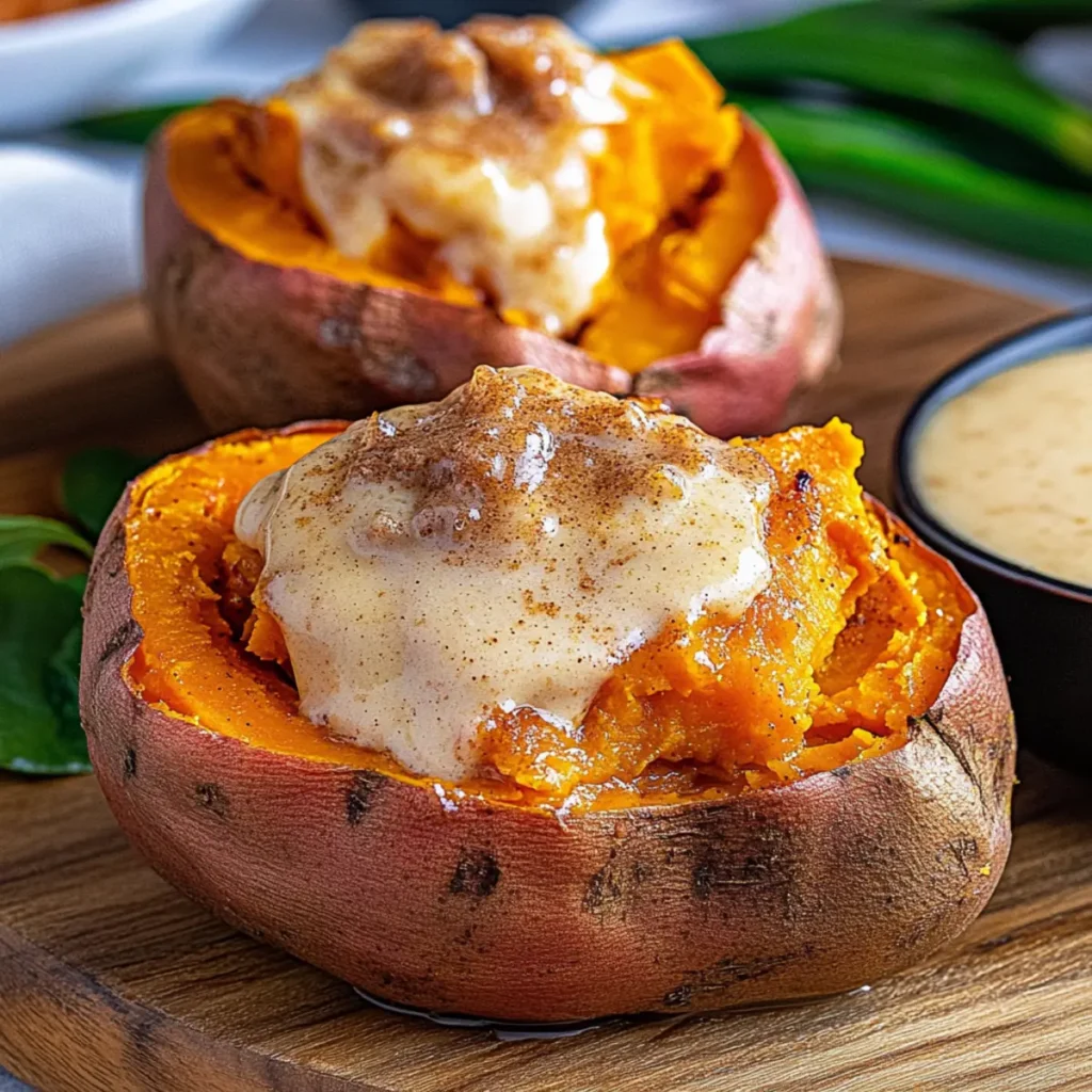 Fluffy Cinnamon Butter Baked Sweet Potato