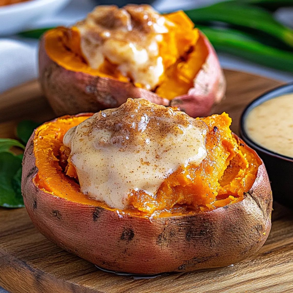 Fluffy Cinnamon Butter Baked Sweet Potato