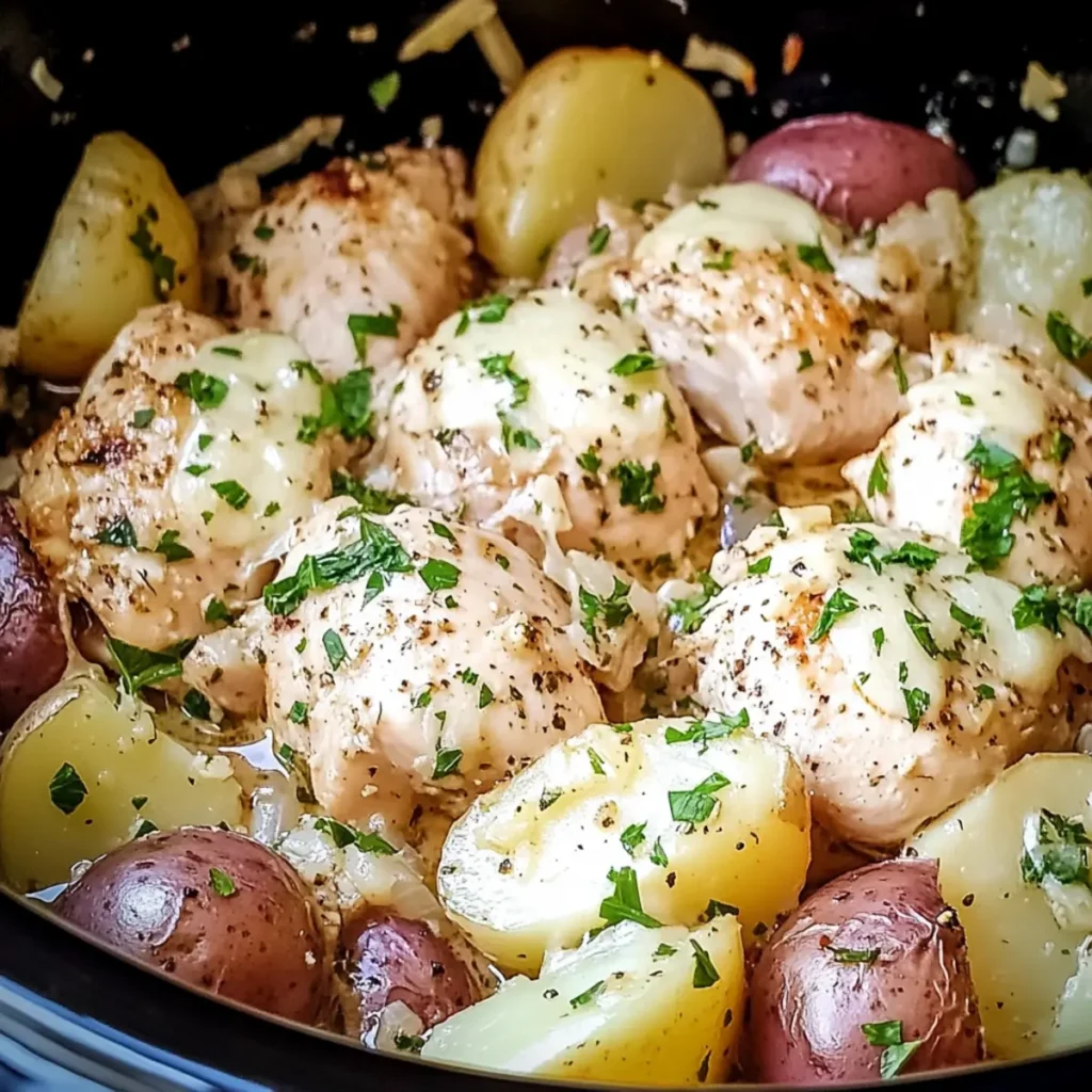 Crockpot Garlic Parmesan Chicken And Potatoes