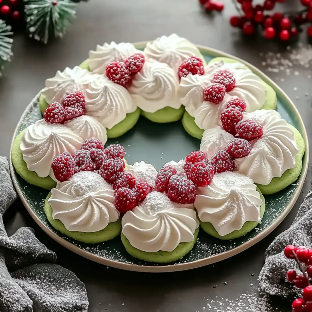 Easy Festive Meringue Wreath Cookies for Holiday Baking Delight
