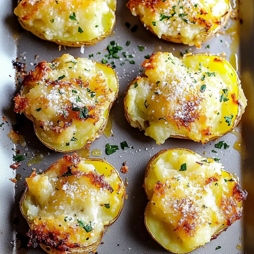 Crispy Garlic Butter Parmesan Smashed Potatoes