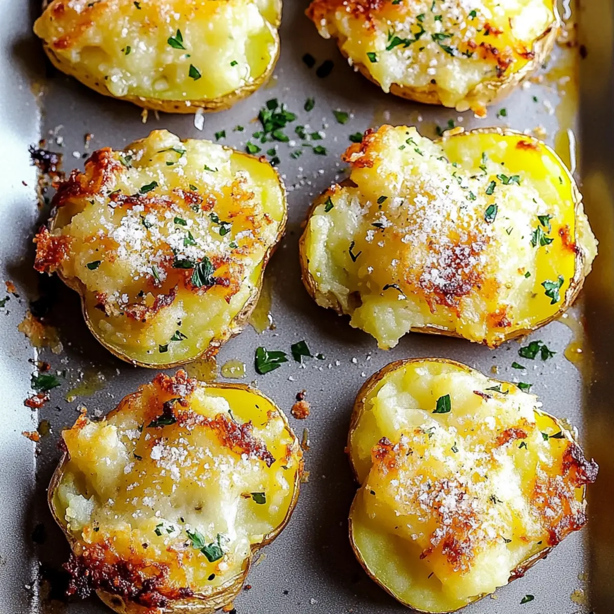 Crispy Garlic Butter Parmesan Smashed Potatoes